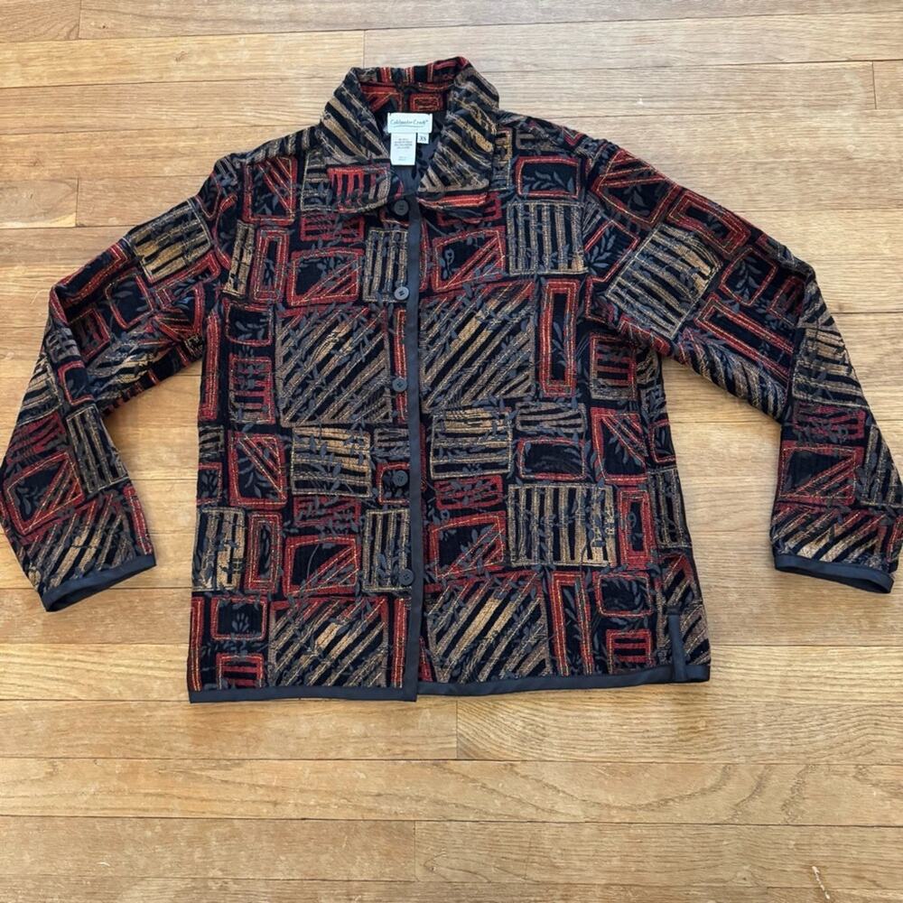 Coldwater Creek rust gold long sleeve button up jacket shirt top size XS
 b36